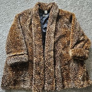 Olian Brown Leopard Teddy Jacket 3x